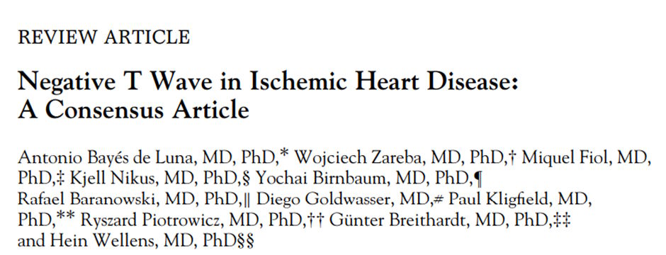 Figura ilustrando consenso sobre a onda T negativa no infarto agudo do miocárdio